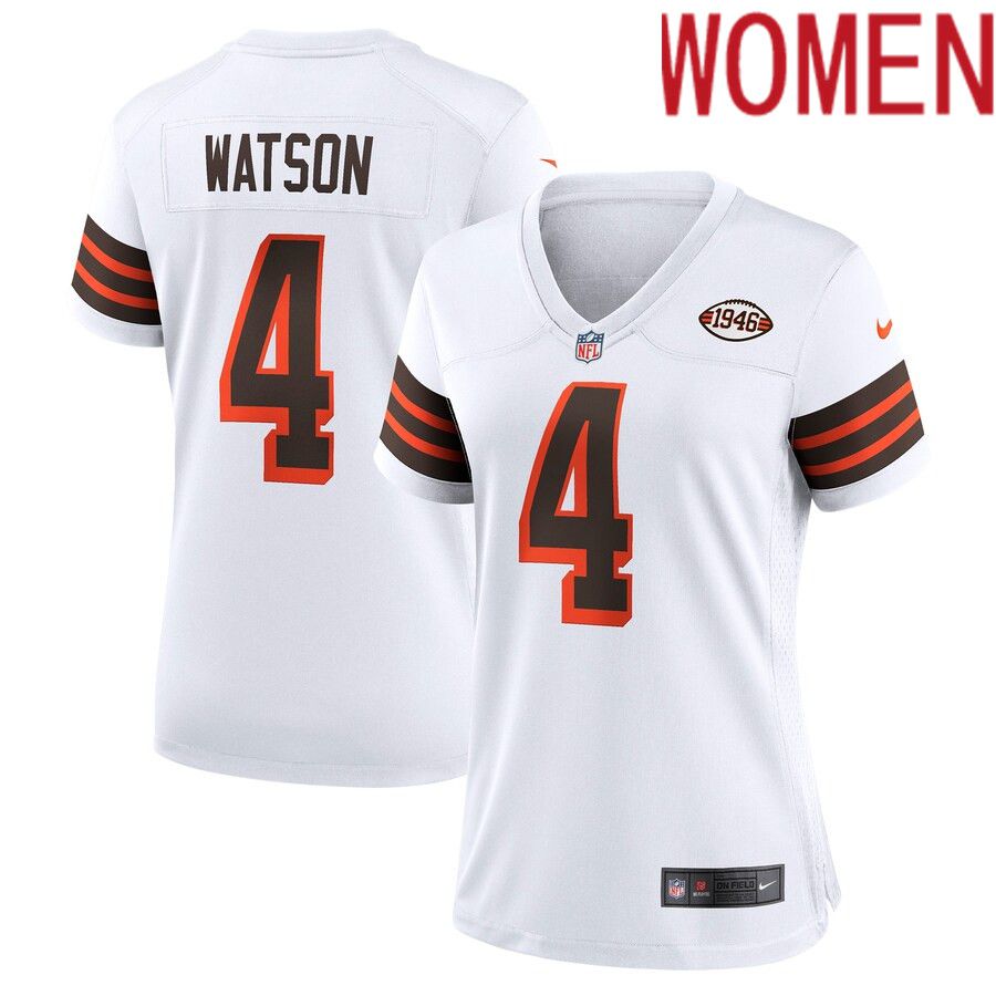 Women Cleveland Browns #4 Deshaun Watson Nike White Alternate Game NFL Jersey